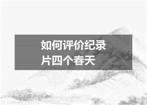 如何评价纪录片四个春天