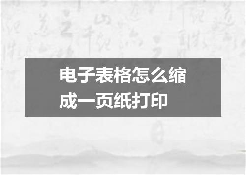 电子表格怎么缩成一页纸打印