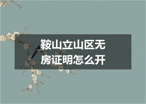 鞍山立山区无房证明怎么开