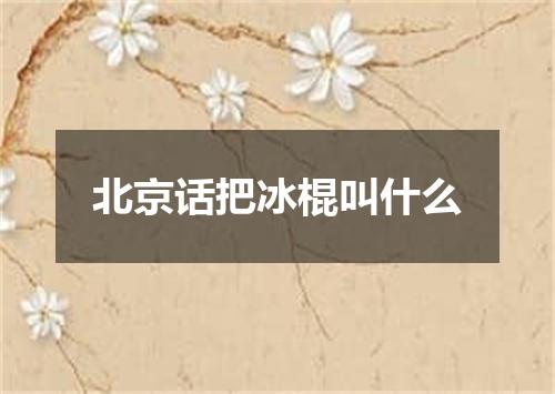 北京话把冰棍叫什么