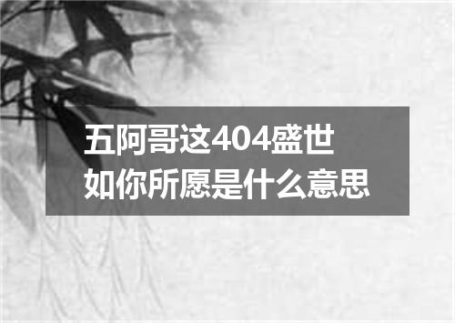 五阿哥这404盛世如你所愿是什么意思