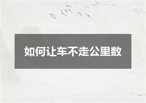 如何让车不走公里数