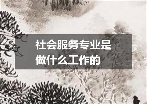 社会服务专业是做什么工作的