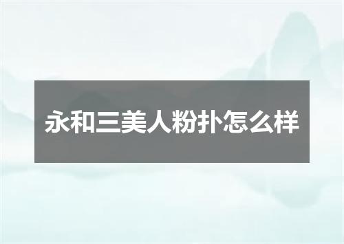 永和三美人粉扑怎么样