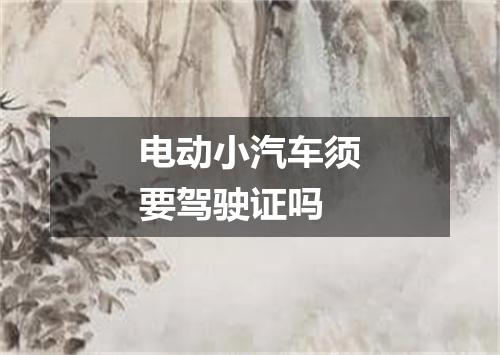 电动小汽车须要驾驶证吗