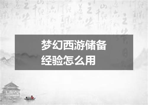 梦幻西游储备经验怎么用