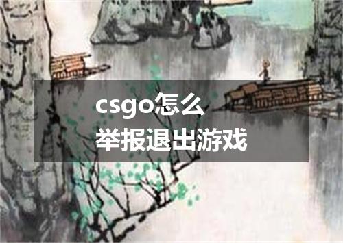 csgo怎么举报退出游戏