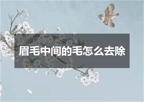 眉毛中间的毛怎么去除