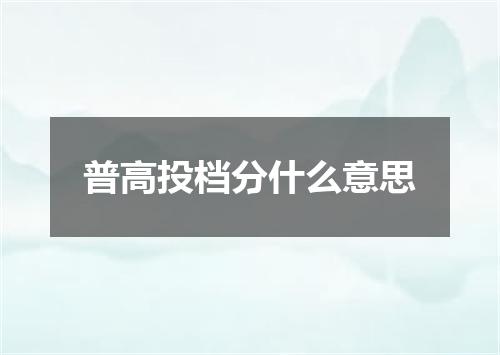 普高投档分什么意思
