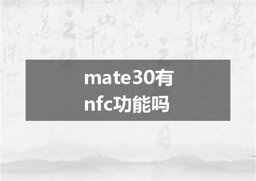 mate30有nfc功能吗
