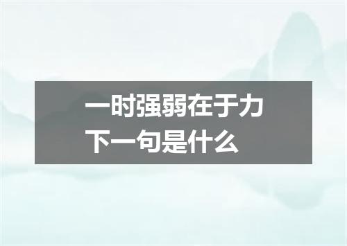 一时强弱在于力下一句是什么