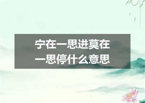 宁在一思进莫在一思停什么意思
