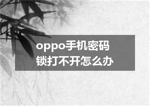 oppo手机密码锁打不开怎么办