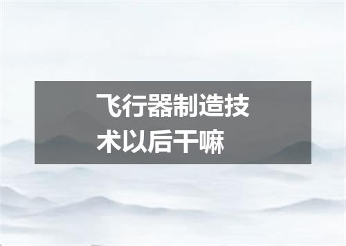 飞行器制造技术以后干嘛