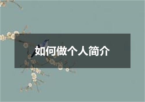 如何做个人简介