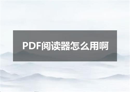 PDF阅读器怎么用啊