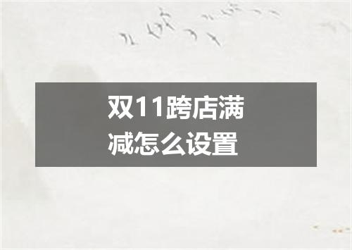 双11跨店满减怎么设置