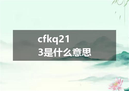 cfkq213是什么意思