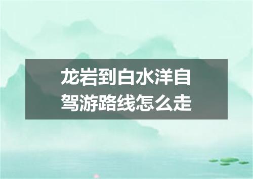 龙岩到白水洋自驾游路线怎么走