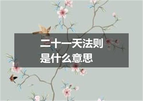 二十一天法则是什么意思