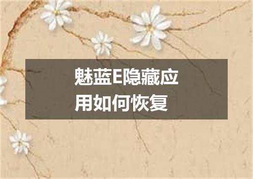 魅蓝E隐藏应用如何恢复