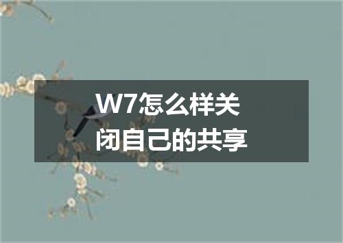 W7怎么样关闭自己的共享