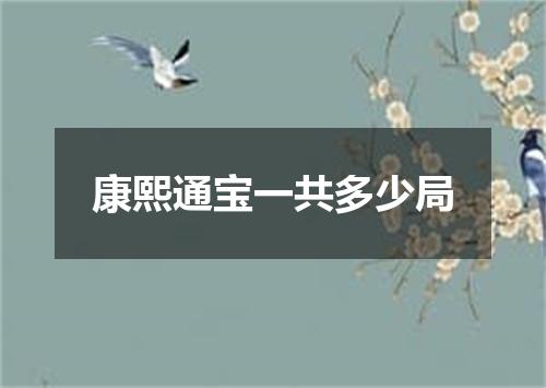 康熙通宝一共多少局