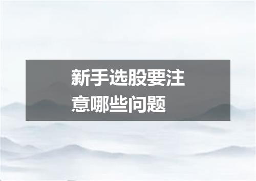 新手选股要注意哪些问题