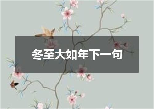 冬至大如年下一句