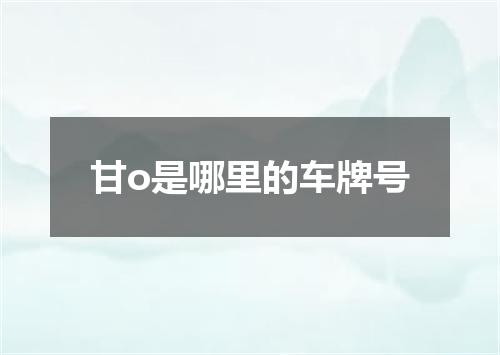 甘o是哪里的车牌号