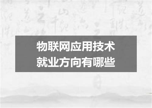 物联网应用技术就业方向有哪些