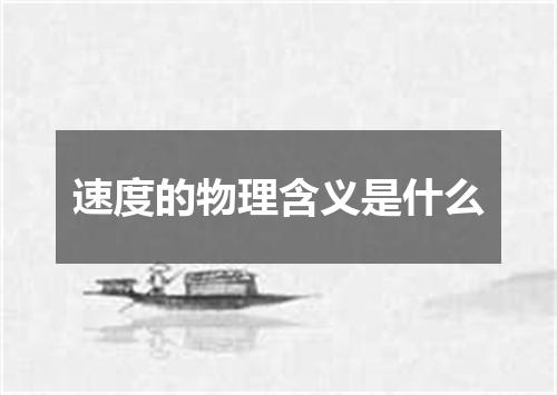 速度的物理含义是什么