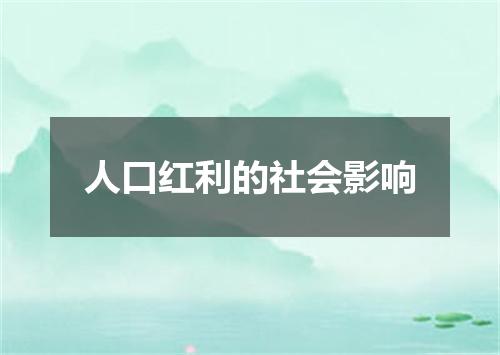 人口红利的社会影响