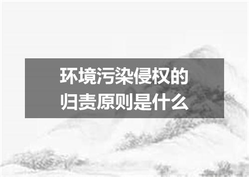 环境污染侵权的归责原则是什么