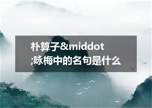 朴算子&middot;咏梅中的名句是什么