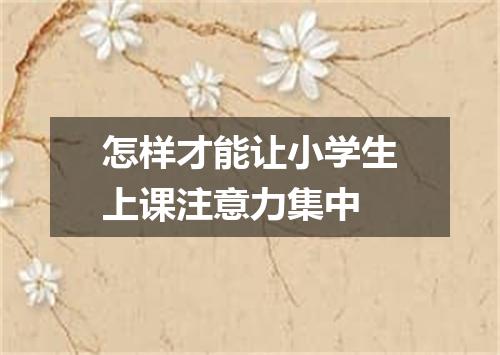 怎样才能让小学生上课注意力集中