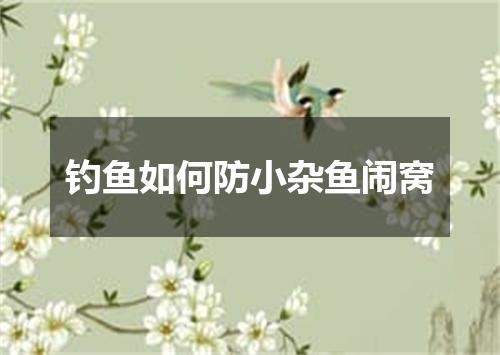 钓鱼如何防小杂鱼闹窝
