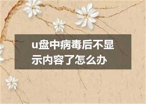 u盘中病毒后不显示内容了怎么办