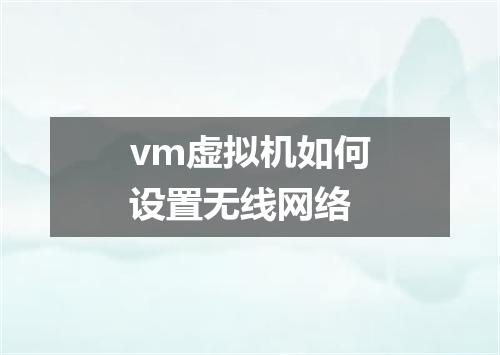 vm虚拟机如何设置无线网络