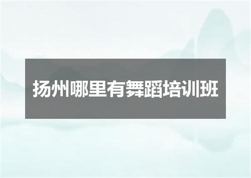 扬州哪里有舞蹈培训班