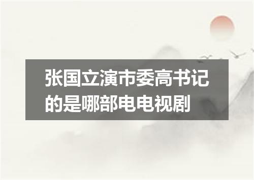 张国立演市委高书记的是哪部电电视剧