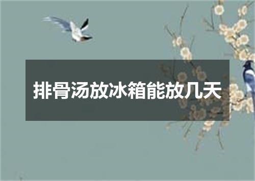 排骨汤放冰箱能放几天