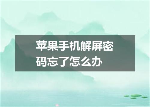 苹果手机解屏密码忘了怎么办