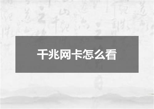 千兆网卡怎么看