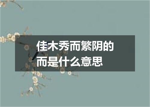 佳木秀而繁阴的而是什么意思