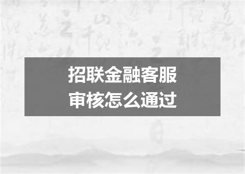 招联金融客服审核怎么通过