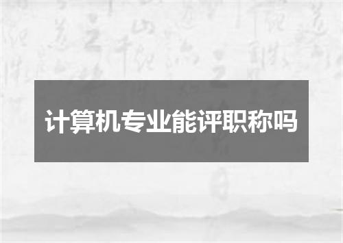 计算机专业能评职称吗