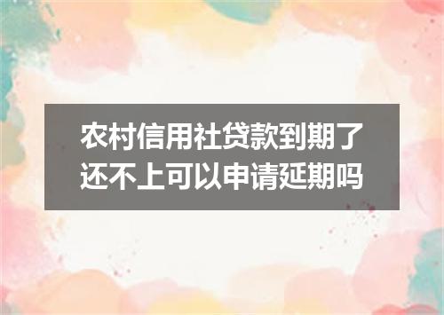 农村信用社贷款到期了还不上可以申请延期吗
