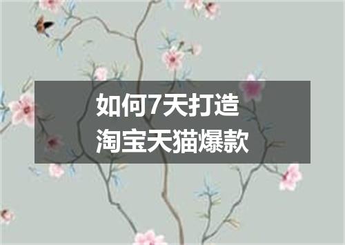 如何7天打造淘宝天猫爆款