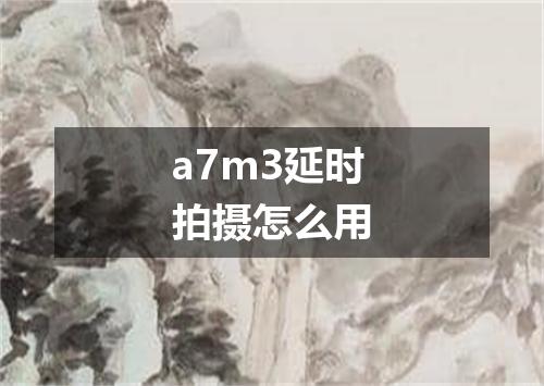 a7m3延时拍摄怎么用